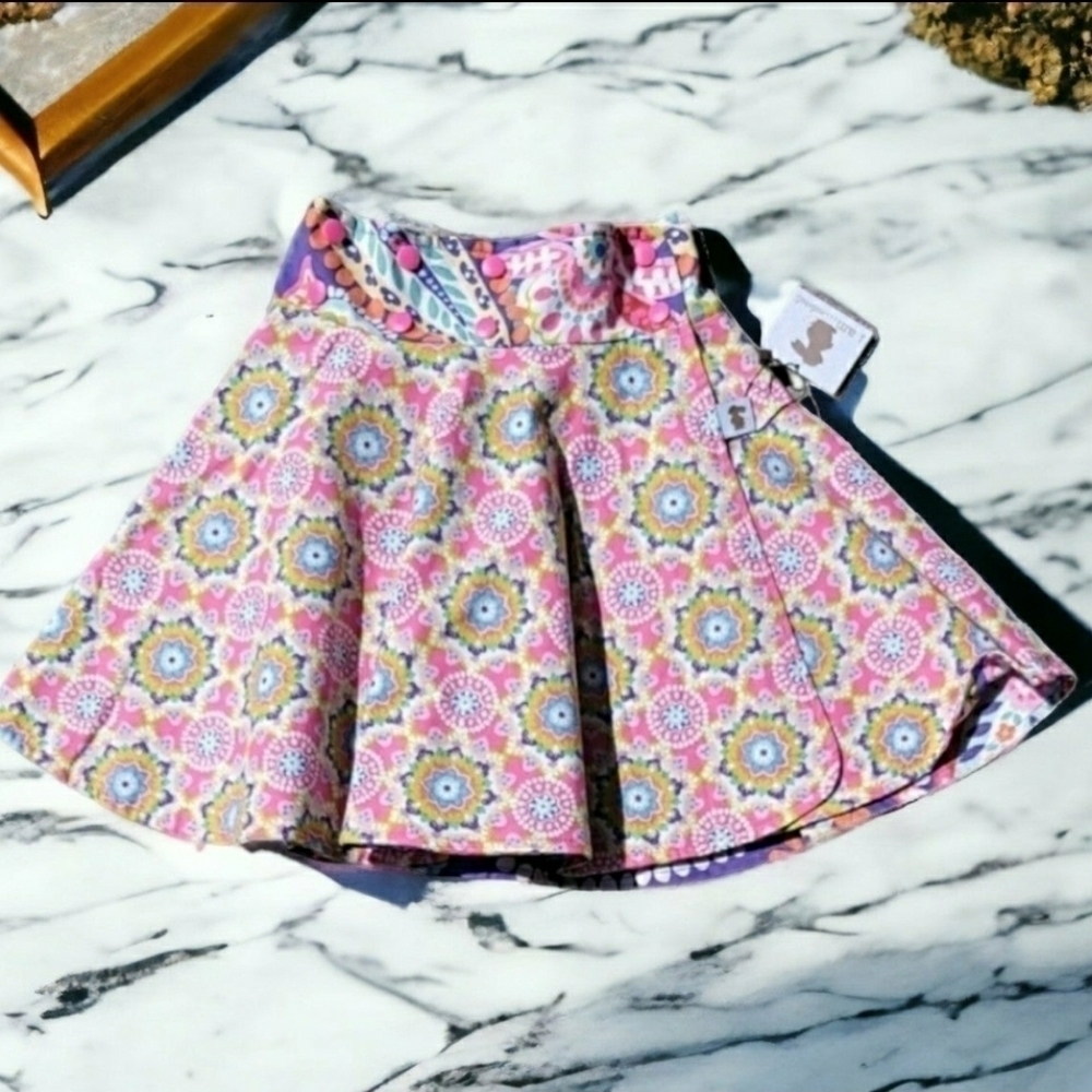 I Am Naturals Reversible Adjustable Wrap 100% Cotton Skirt - Size 3-6 Years